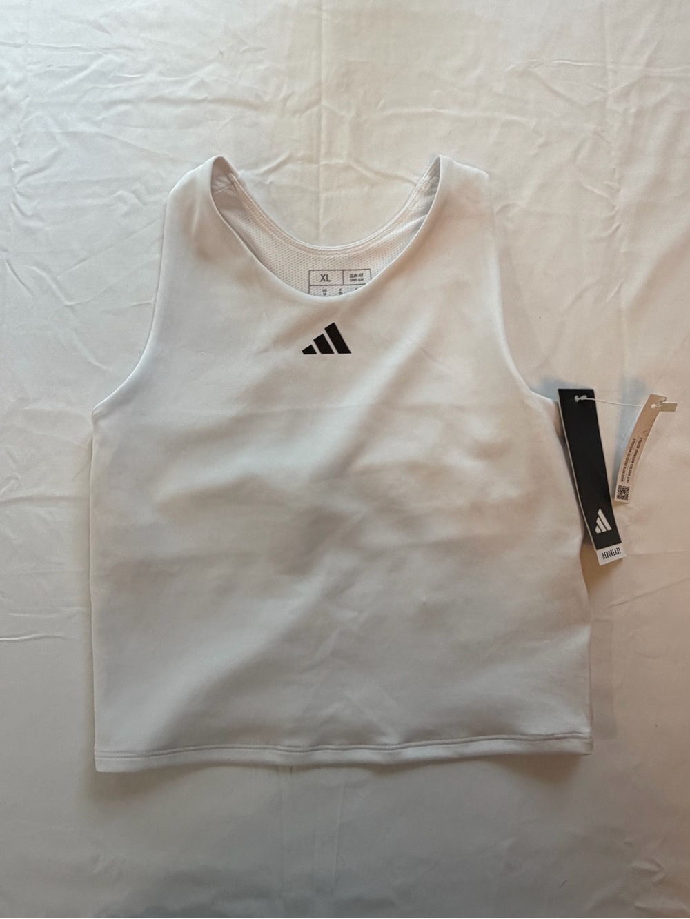 Adidas Aeroready White Cropped Tank Top Girls XL (16) NWT Athletic Training